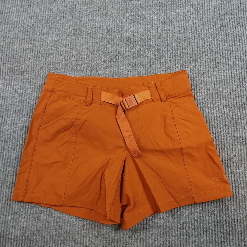 North Face Paramount Shorts Womens 4 Tall Orange Hiking Belted Trail NF0A4APC